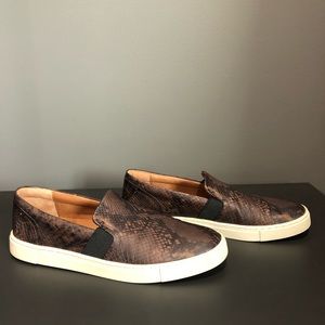 Frye Ivy Snakeskin Slip On Loafers
